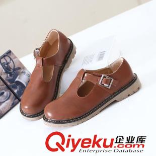 單鞋 蘑菇街爆款zp大圓頭搭扣橡膠底學生鞋 馬丁靴女鞋單鞋 代發原始圖片2