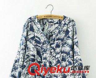 2015年7月14上新 歐美風2015夏季女裝新款  休閑時尚青花瓷印花襯衫連衣裙