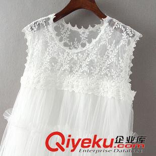 2015年7月9上新 2015夏季女裝新款  韓版休閑時尚蕾絲拼接網紗蓬蓬裙連衣裙