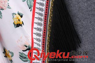 2015年7月2上新 歐美風(fēng)2015夏季女裝新款   休閑時尚印花人棉流蘇和服罩衫原始圖片3