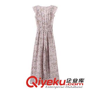 2015年7月1上新 2015夏季女裝新款   歐美風(fēng)休閑時(shí)尚印花修身飛袖連體長褲闊腿褲原始圖片2