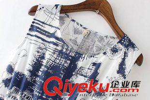 2015年6月4上新 2015夏季女裝新款  韓版復古時尚民族風水墨畫棉麻連衣裙