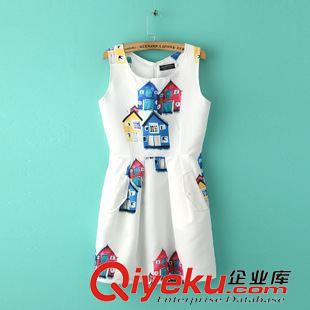 2015年6月4上新 2015夏季女裝新款  韓版復古時尚民族風水墨畫棉麻連衣裙