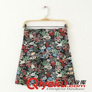 2015年6月4上新 歐美風(fēng)2015夏季女裝新款  休閑時(shí)尚高腰田園風(fēng)碎花A字半身裙