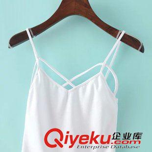 2015年6月4上新 歐美風(fēng)2015夏季女裝新款  休閑時(shí)尚胸前交叉緊身吊帶