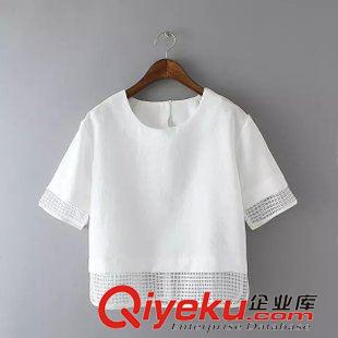 2015年6月3上新 2015夏季女裝新款  歐美風(fēng)休閑時(shí)尚林心如同款下擺拼接tsT恤