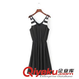 2015年6月2上新 歐美風2015夏季女裝新款  休閑時尚雪紡印花吊帶連衣裙