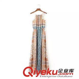 2015年6月2上新 歐美風2015夏季女裝新款  休閑時尚雪紡印花吊帶連衣裙