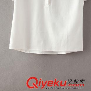 2015年5月27上新 2015夏季女裝新款  韓版簡約女裝翻領短袖雪紡拼接襯衣上衣原始圖片3
