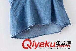 2015年5月27上新 歐美風(fēng)2015夏季女裝新款  休閑時尚V領(lǐng)后背交叉牛仔背心原始圖片3