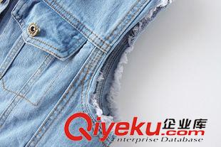 2015年5月11上新 2015夏季女裝新款  韓版休閑時(shí)尚毛邊翻領(lǐng)百搭牛仔馬甲背心原始圖片3