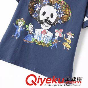 2015年4月25上新 歐美風(fēng)2015夏季女裝新款   休閑時(shí)尚圓領(lǐng)骷髏印花短袖T恤原始圖片2