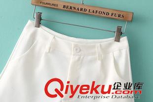2015年4月22上新 2015夏季女裝新款  韓版時(shí)尚棉麻紗拼接短袖上衣白色褲子兩件套裝原始圖片3