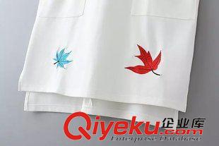 2015年4月22上新 2015夏季女裝新款  歐美風(fēng)休閑時尚圓領(lǐng)刺繡楓葉無袖連衣裙原始圖片3