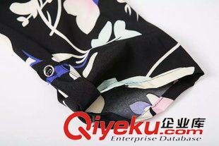 2015年4月16上新 2015夏季女裝新款  歐美風(fēng)休閑時(shí)尚V領(lǐng)五分袖花朵印花連體褲原始圖片3