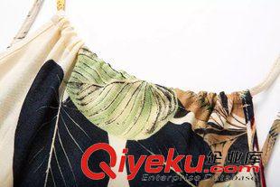 2015年4月16上新 歐美風(fēng)2015夏季女裝新款  休閑時(shí)尚人棉印花吊帶連體褲原始圖片2