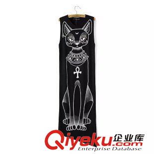 2015年4月16上新 2015夏季女裝新款  休閑時尚寬松加大碼卡圖案印花半袖連衣裙