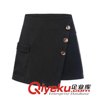 2015年4月15上新 2015夏季女裝新款  歐美風時尚金色紐扣飾紗籠裙褲裙
