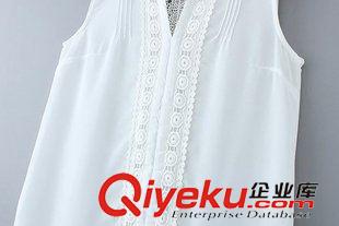 2015年4月14上新 2015夏季女裝新款  歐美風(fēng)時(shí)尚簡(jiǎn)約百搭蕾絲雪紡背心原始圖片3