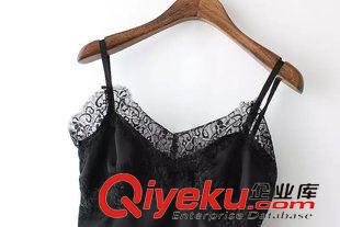 2015年4月13上新 2015夏季女裝新款  歐美風(fēng)休閑時(shí)尚 數(shù)碼印花 蕾絲邊套裝連衣裙原始圖片2