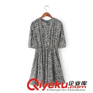 2015年4月10上新 2015夏季女裝新款 明星同款小立領(lǐng)牛仔拼接蕾絲七分袖連衣裙