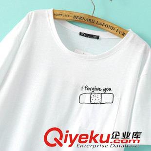 2015年4月10上新 2015夏季女裝新款 歐美風休閑時尚刺繡創(chuàng)口貼口袋T恤原始圖片2