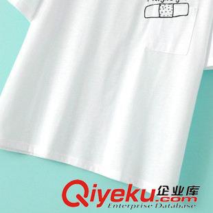 2015年4月10上新 2015夏季女裝新款 歐美風休閑時尚刺繡創(chuàng)口貼口袋T恤原始圖片3