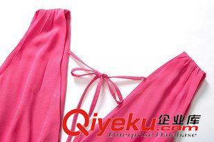2015年4月9上新 歐美風(fēng)2015夏季女裝新款  休閑時尚深V領(lǐng)純色不規(guī)則雪紡連體褲原始圖片2