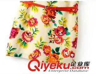 2015年4月9上新 2015夏季女裝新款  歐美風(fēng)休閑時(shí)尚圓領(lǐng)荷葉袖印花收腰連衣裙原始圖片3