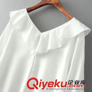 2015年4月4上新 2015夏季女裝新款  韓版時(shí)尚深V荷葉領(lǐng)后背抽繩寬松連衣裙原始圖片2