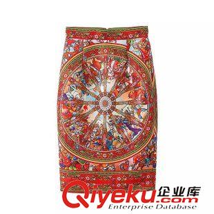 套裝 2015夏季女裝新款 歐美風楊冪同款短袖上衣+印花半身裙套裝原始圖片3