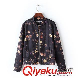 套裝 2015秋季女裝新款  碎花太空棉棒球服外套+荷葉邊短裙兩件套套裝原始圖片2