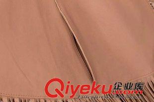 皮衣 歐美風2014秋冬新款  休閑時尚純色斗篷流蘇皮衣原始圖片3