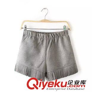 短褲 歐美風(fēng)2014秋冬新款  休閑時(shí)尚皮包邊絎縫格子夾棉短褲