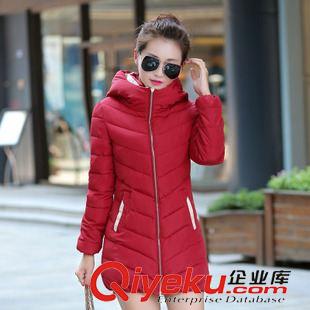 9月新款第三批 2015冬季新款韓版修身中長(zhǎng)款羽絨棉服女連帽修身棉衣時(shí)尚外套拉鏈原始圖片3