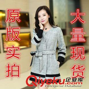 8月新款{dy}批 2015新款毛呢外套女小香風(fēng)中長款韓版修身秋冬女士呢子原始圖片2