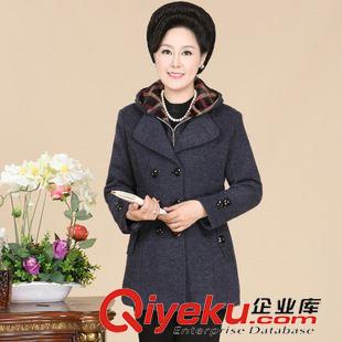 媽媽冬裝 中老年女裝毛呢外套 中長款中年媽媽裝羊絨大衣 羊毛冬裝一件代發原始圖片3