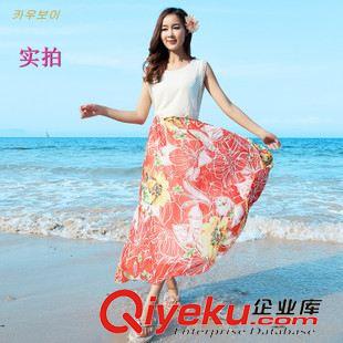 背心裙 雪紡連衣裙夏季女神收腰波西米亞海邊長裙休閑度假拼接蕾絲背心裙