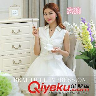 背心裙 甜美優(yōu)雅連衣裙 2015春夏新款女裝OL氣質(zhì)白色仙女連衣裙修身顯瘦原始圖片2