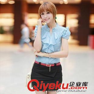 下架區(qū) 2014新款夏季韓版夏裝OL氣質(zhì)修身短袖裙子 女雪紡連衣裙送腰帶408原始圖片3