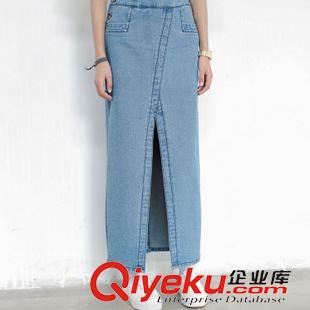牛仔褲，牛仔背帶裙 2015韓版新款女中長款牛仔背帶裙女學院風寬松修身連衣長裙顯瘦原始圖片2