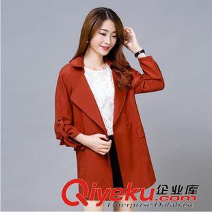 呢子外套，風(fēng)衣 2015秋裝新款韓版中長款翻領(lǐng)女式風(fēng)衣女士修身顯瘦氣質(zhì)長袖外套原始圖片3