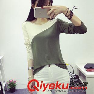 秋季打底衫 2015秋款女裝長(zhǎng)袖t恤女寬松韓版大碼打底衫亮片大嘴唇印花T恤衫潮