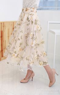 優雅裙裝 2015夏季新品韓版 碎花雪紡大擺裙女裝款長裙修身顯瘦半身裙原始圖片2
