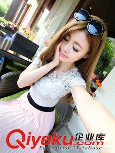 優雅裙裝 2015夏季新品韓版純色雪紡百褶裙女裝款中裙修身顯瘦半身裙原始圖片3