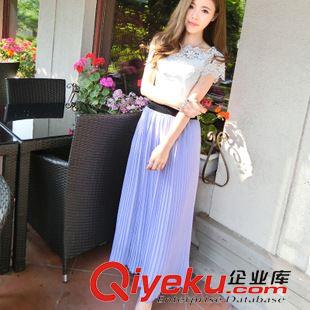 優(yōu)雅裙裝 2015夏季新品韓版 純色雪紡百褶裙女裝款長(zhǎng)裙修身顯瘦半身裙原始圖片3