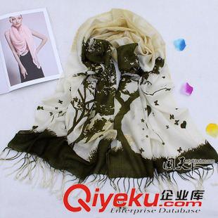圍巾，絲巾 批發(fā) 韓國秋冬女超長韓版純羊毛流蘇圍巾 愛情樹披肩