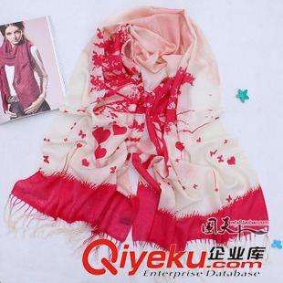 圍巾，絲巾 批發(fā) 韓國秋冬女超長韓版純羊毛流蘇圍巾 愛情樹披肩