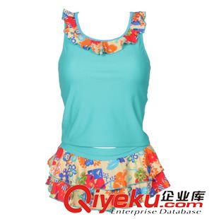 未分類 2014新款 英發(fā) 女童分體裙式 可愛領(lǐng)邊泳衣 大童中童兒童游泳衣