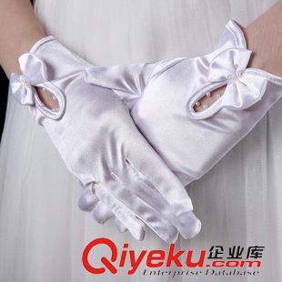 色丁 優(yōu)質錦綸彈力色丁短款蝴蝶結珠子婚禮新娘禮儀手套珠子緞面綢緞